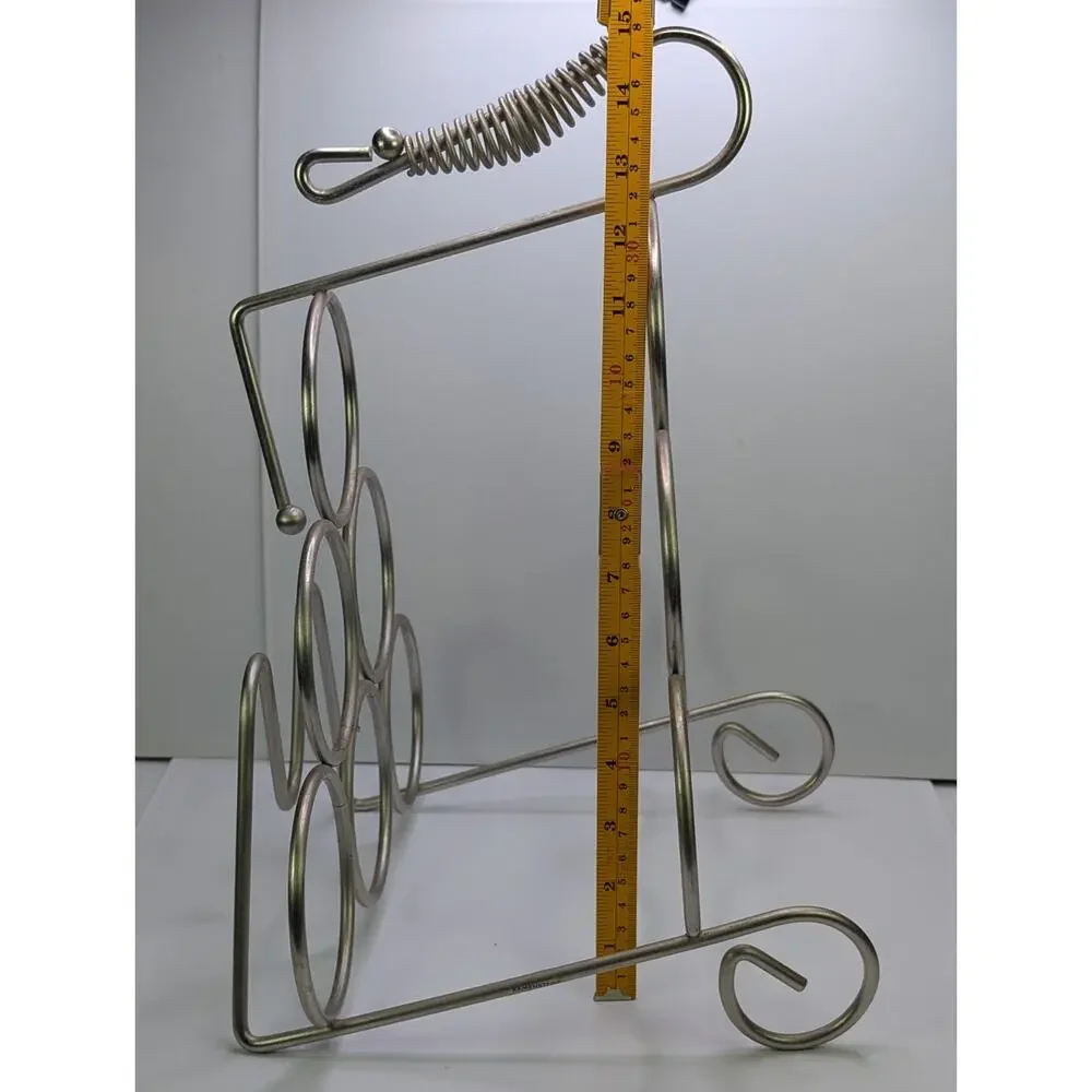 Kamenstein 6 Bottle Metal Wine Rack Countertop Holder Spring Handle Scroll